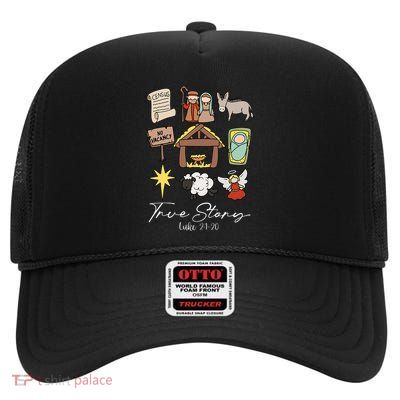 True Story Jesus Christmas Nativity Scene Christian High Crown Mesh Back Trucker Hat