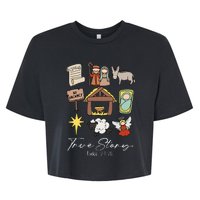 True Story Jesus Christmas Nativity Scene Christian Bella+Canvas Jersey Crop Tee