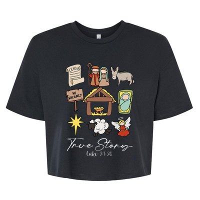 True Story Jesus Christmas Nativity Scene Christian Bella+Canvas Jersey Crop Tee