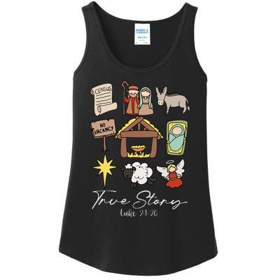 True Story Jesus Christmas Nativity Scene Christian Ladies Essential Tank