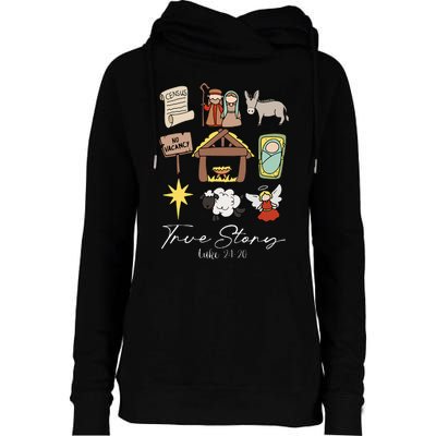 True Story Jesus Christmas Nativity Scene Christian Womens Funnel Neck Pullover Hood