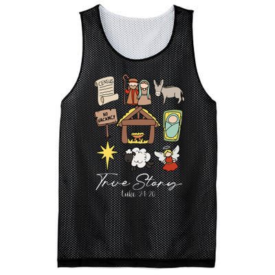 True Story Jesus Christmas Nativity Scene Christian Mesh Reversible Basketball Jersey Tank