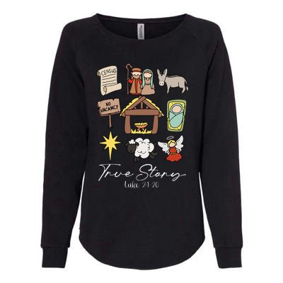 True Story Jesus Christmas Nativity Scene Christian Womens California Wash Sweatshirt