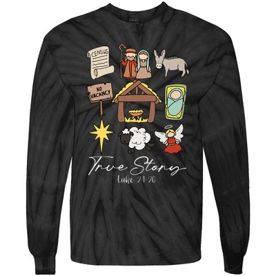 True Story Jesus Christmas Nativity Scene Christian Tie-Dye Long Sleeve Shirt