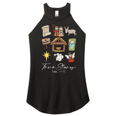 True Story Jesus Christmas Nativity Scene Christian Women’s Perfect Tri Rocker Tank