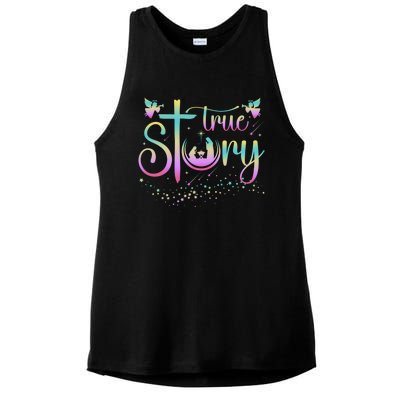 True Story Jesus Xmas Christmas Christian Nativity Scene Ladies PosiCharge Tri-Blend Wicking Tank