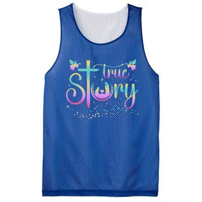 True Story Jesus Xmas Christmas Christian Nativity Scene Mesh Reversible Basketball Jersey Tank