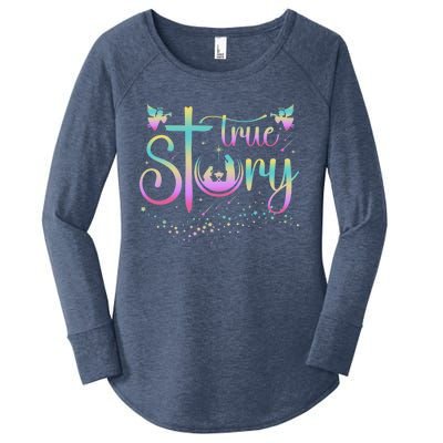 True Story Jesus Xmas Christmas Christian Nativity Scene Women's Perfect Tri Tunic Long Sleeve Shirt