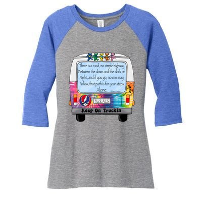 Truckin Shirts Keep On Truckin Women's Tri-Blend 3/4-Sleeve Raglan Shirt