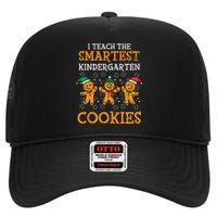 Teach Smartest Kindergarten Cookies Teacher Christmas Xmas High Crown Mesh Back Trucker Hat