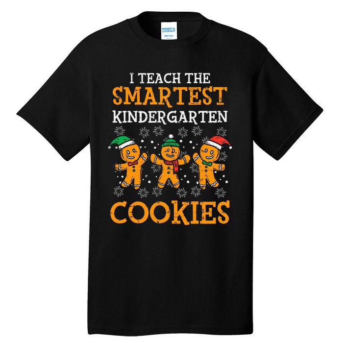 Teach Smartest Kindergarten Cookies Teacher Christmas Xmas Tall T-Shirt