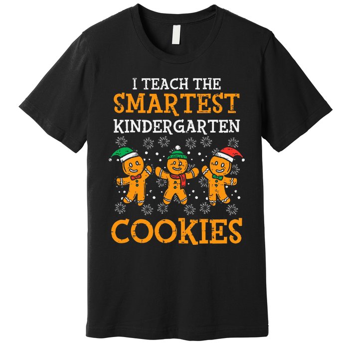 Teach Smartest Kindergarten Cookies Teacher Christmas Xmas Premium T-Shirt