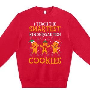 Teach Smartest Kindergarten Cookies Teacher Christmas Xmas Premium Crewneck Sweatshirt