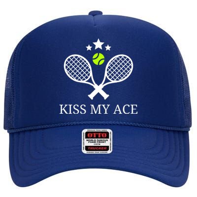 Tennis Shirts, Kiss My Ace Funny Cute Sports Gift High Crown Mesh Back Trucker Hat