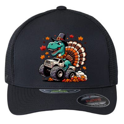 Thanksgiving Shirts Kids Dinosaur T Rex Monster Truck Flexfit Unipanel Trucker Cap