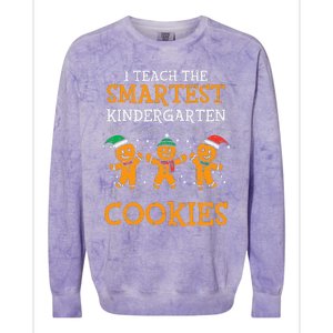 Teach Smartest Kindergarten Cookies Teacher Christmas Xmas Colorblast Crewneck Sweatshirt