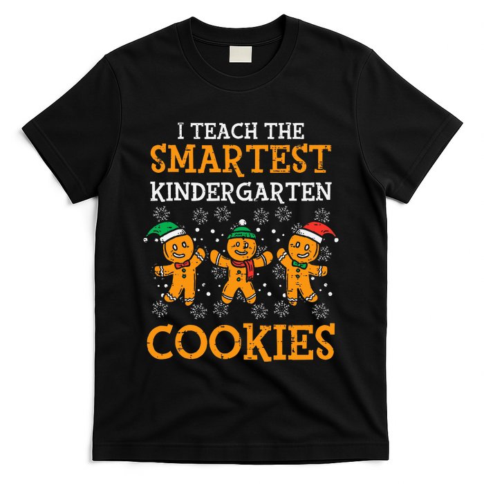 Teach Smartest Kindergarten Cookies Teacher Christmas Xmas T-Shirt