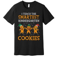 Teach Smartest Kindergarten Cookies Teacher Christmas Xmas Premium T-Shirt