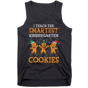 Teach Smartest Kindergarten Cookies Teacher Christmas Xmas Tank Top