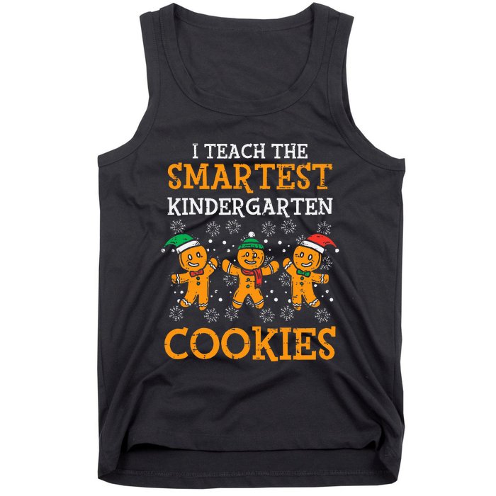 Teach Smartest Kindergarten Cookies Teacher Christmas Xmas Tank Top