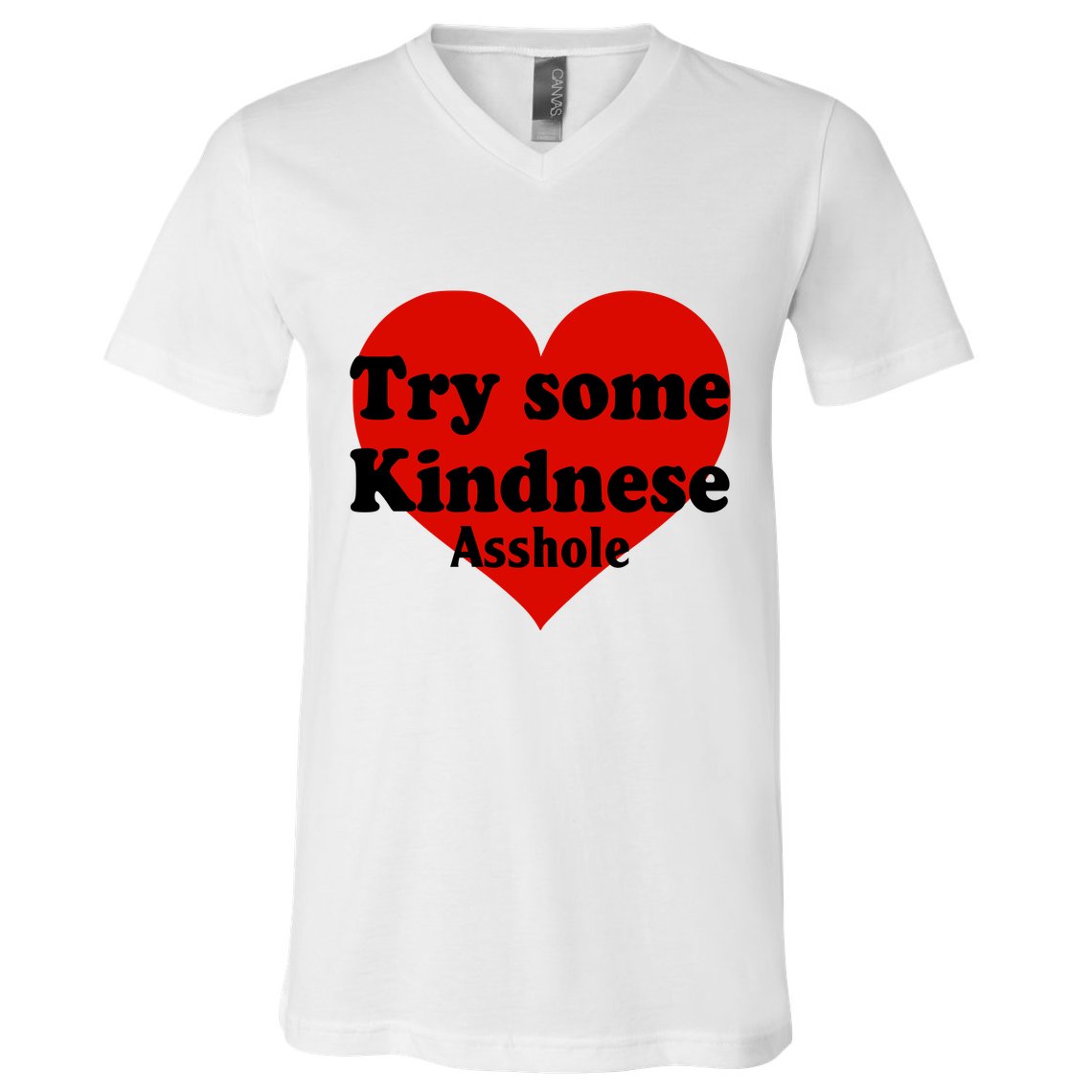 Try Some Kindness Asshole Heart V-Neck T-Shirt