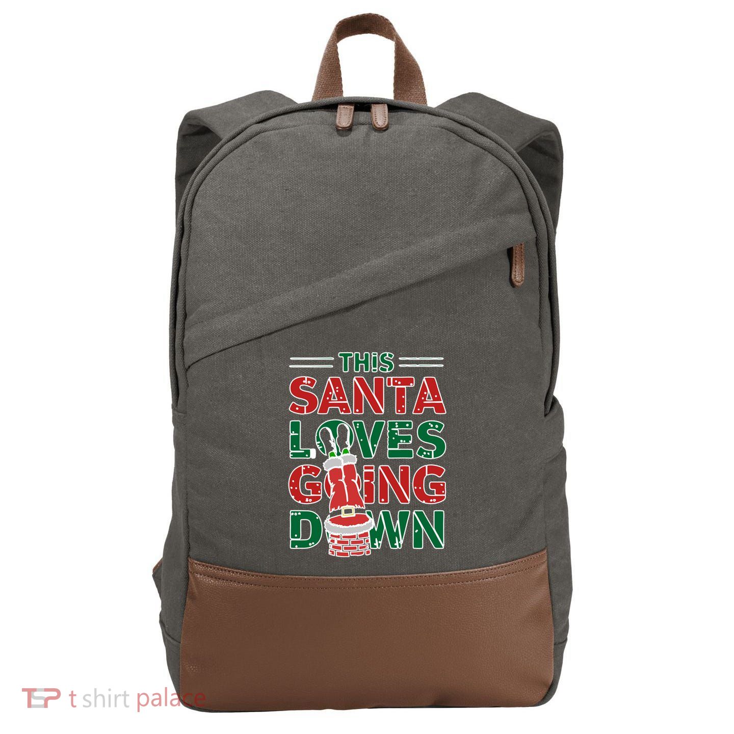 This Santa Loves Going Down Funny Cotton Canvas Backpack