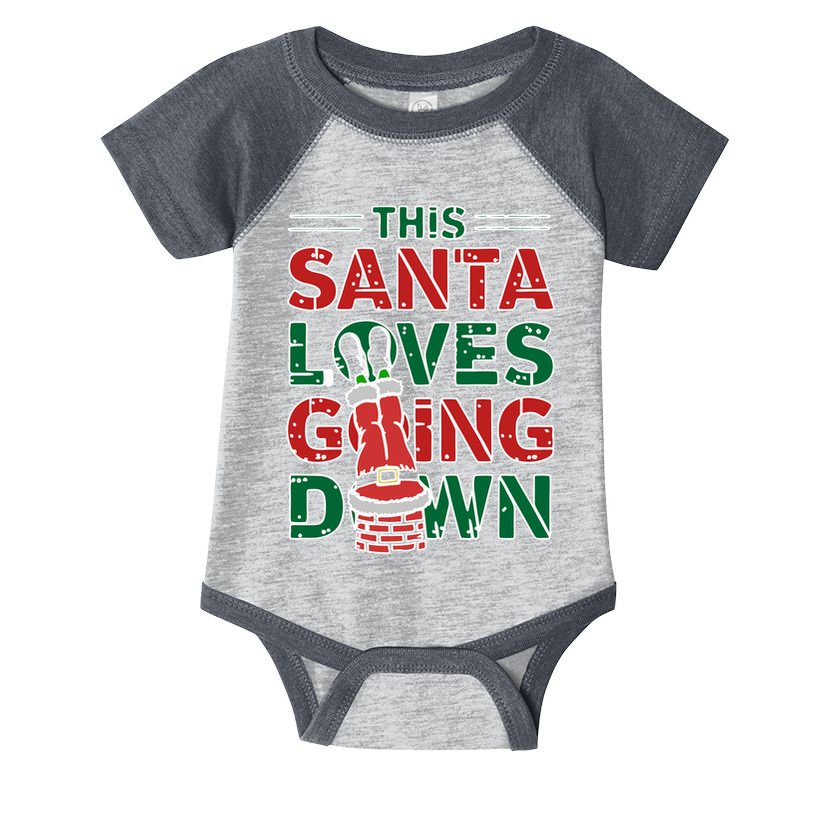 This Santa Loves Going Down Funny Infant Baby Jersey Bodysuit