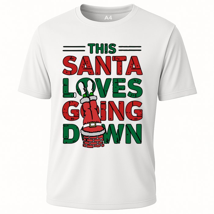 This Santa Loves Going Down Funny Cooling Performance Crew T-Shirt
