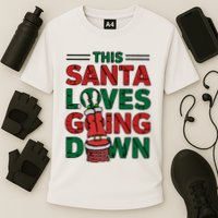 This Santa Loves Going Down Funny Cooling Performance Crew T-Shirt