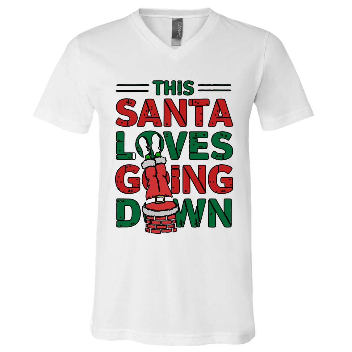 This Santa Loves Going Down Funny V-Neck T-Shirt