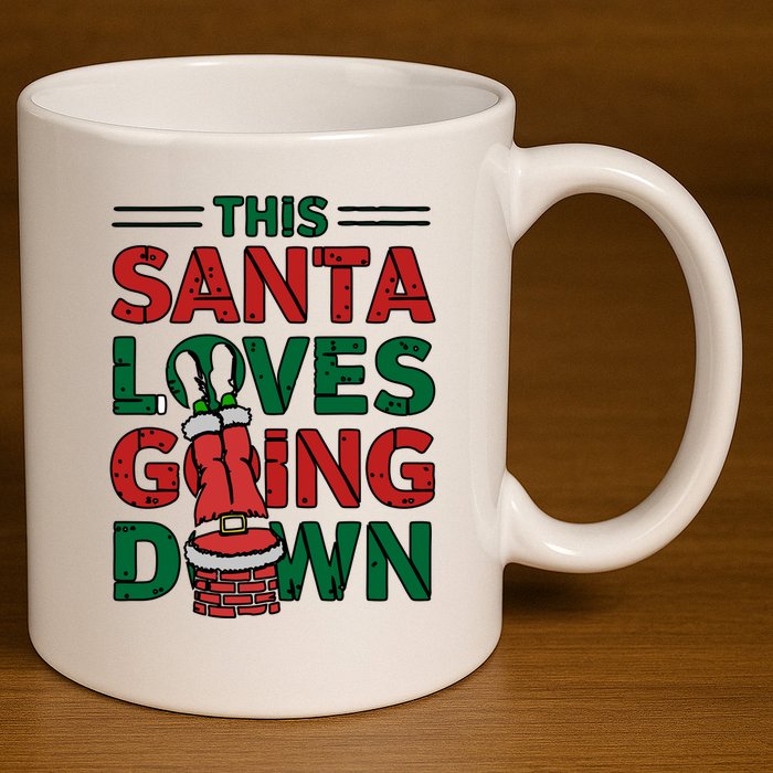 This Santa Loves Going Down Funny 11oz C Handle Ceramic Mug