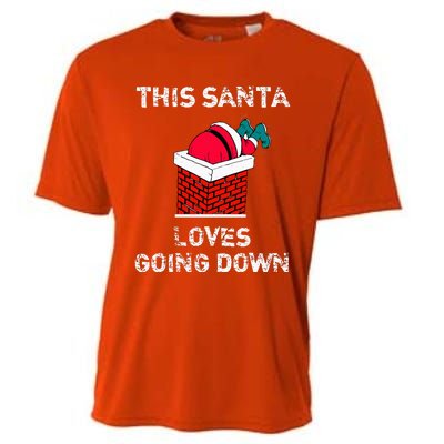 This Santa Loves Going Down Funny Christmas Cooling Performance Crew T-Shirt