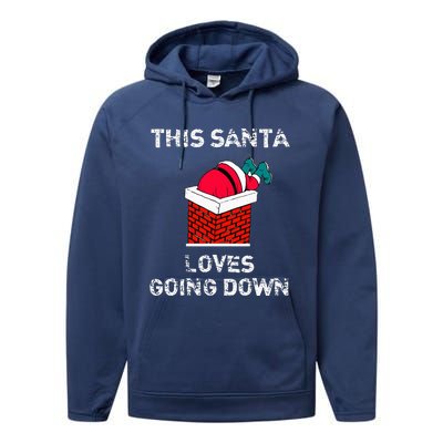 This Santa Loves Going Down Funny Christmas Performance Fleece Hoodie