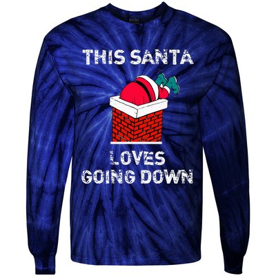 This Santa Loves Going Down Funny Christmas Tie-Dye Long Sleeve Shirt