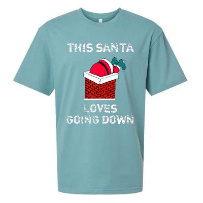 This Santa Loves Going Down Funny Christmas Sueded Cloud Jersey T-Shirt