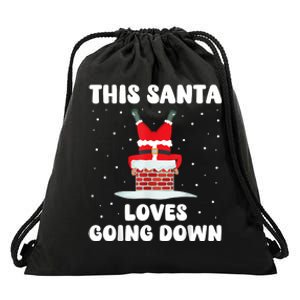 This Santa Loves Going Down Funny Christmas Meme Drawstring Bag