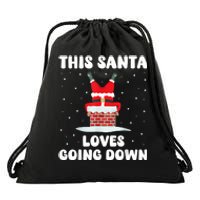 This Santa Loves Going Down Funny Christmas Meme Drawstring Bag