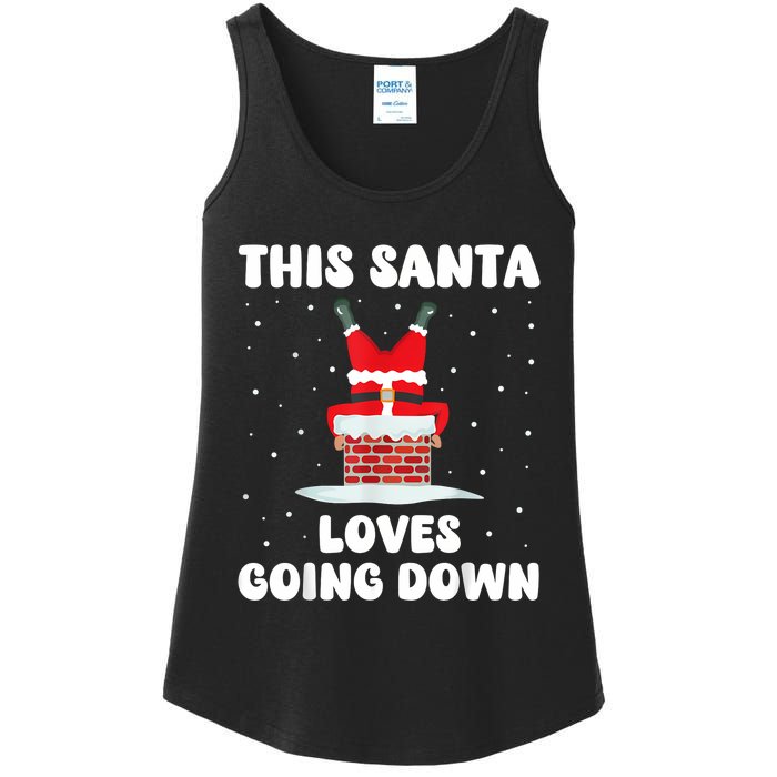 This Santa Loves Going Down Funny Christmas Meme Ladies Essential Tank