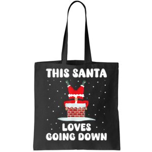 This Santa Loves Going Down Funny Christmas Meme Tote Bag