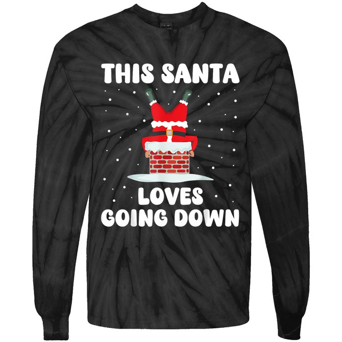 This Santa Loves Going Down Funny Christmas Meme Tie-Dye Long Sleeve Shirt