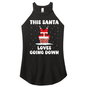 This Santa Loves Going Down Funny Christmas Meme Women's Perfect Tri Rocker Tank