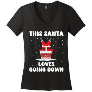 This Santa Loves Going Down Funny Christmas Meme Women's V-Neck T-Shirt