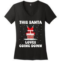 This Santa Loves Going Down Funny Christmas Meme Women's V-Neck T-Shirt