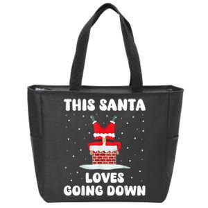 This Santa Loves Going Down Funny Christmas Meme Zip Tote Bag