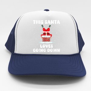 This Santa Loves Going Down Funny Christmas Meme Trucker Hat