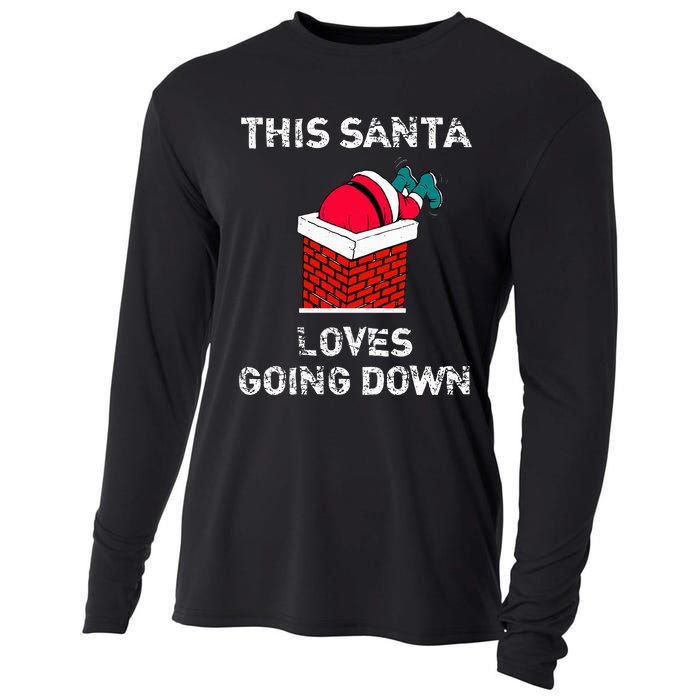 This Santa Loves Going Down Funny Christmas Cooling Performance Long Sleeve Crew