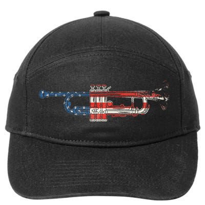 Trumpet Silhouette Love Jazz Player Music Gifts Band 7-Panel Snapback Hat