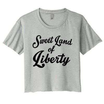 Trendy Sweet Land Of Liberty Text Gift Women's Crop Top Tee