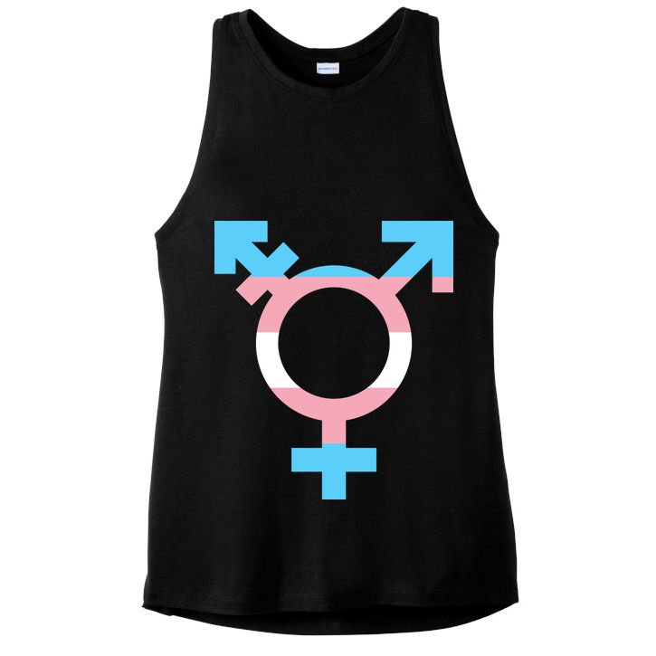Transgender Sign Logo Flag Pride Month Ladies PosiCharge Tri-Blend Wicking Tank