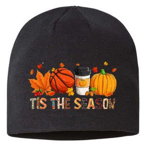 The Season Leopard Pumpkin Basketball Halloween Fall Leaf Sustainable Beanie